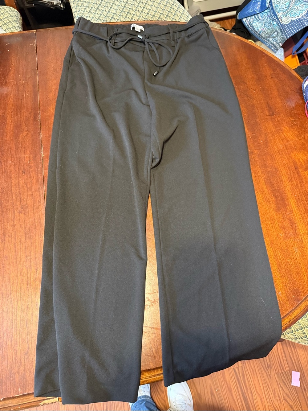 Jules & Leopold Black Drawstring Wide-Leg Dress Pants